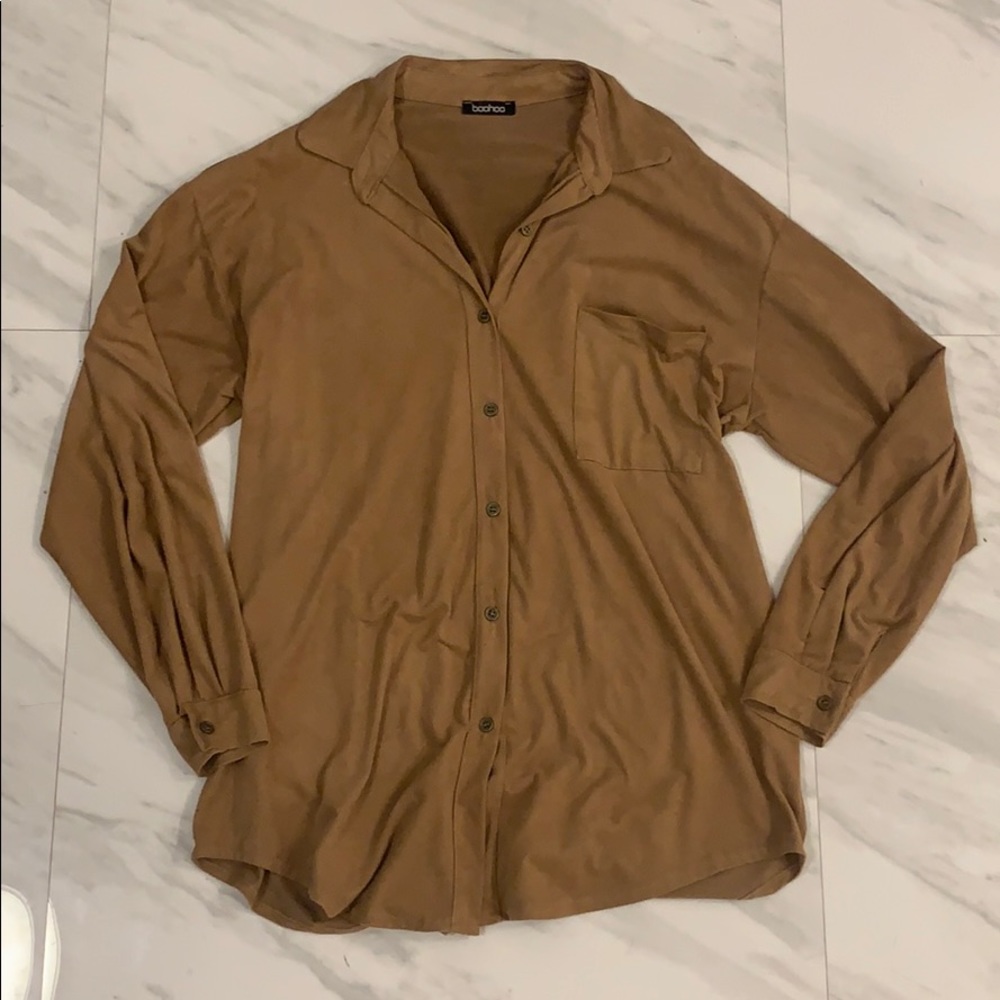 Faux Suede Oversized Shirt